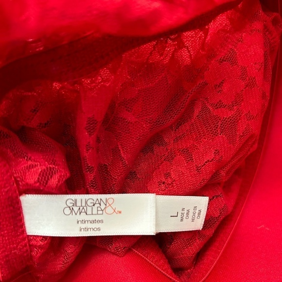 Gilligan & O'Malley Intimates Red Lace Padded Baby Doll Teddy Lingerie Romantic - Picture 6 of 6